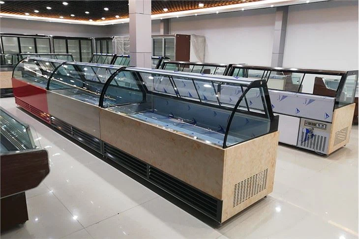 Direct Cooling Curved Glass Showcase Deli Meat Cooler